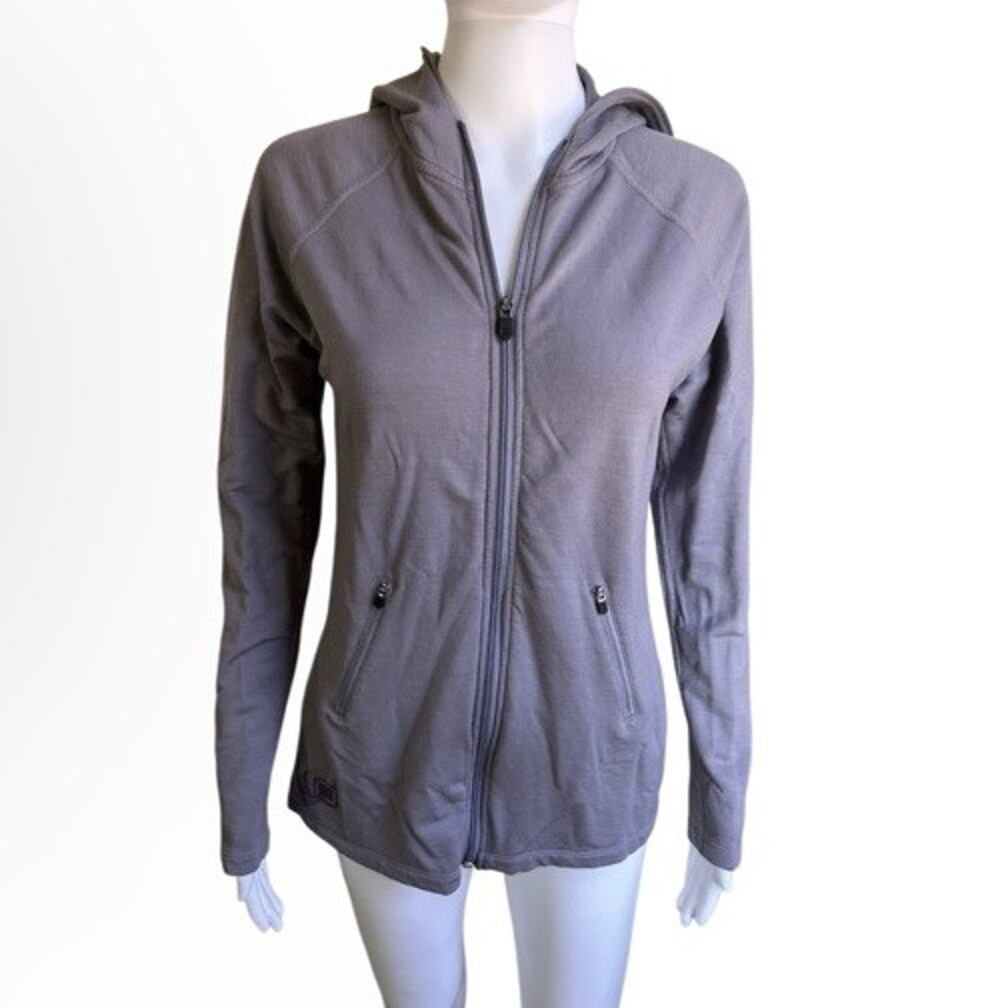 I/O Bio Merino Womens L 95% Merino Wool Full Zip Hoodie Base Layer Purple